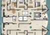 Planta pavimento tipo com 2 apartamentos com 4 suítes